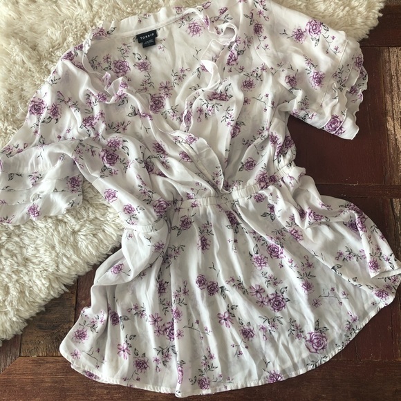 torrid Tops - Torrid | Lily Flower Crepe Surplice Ruffle Blouse